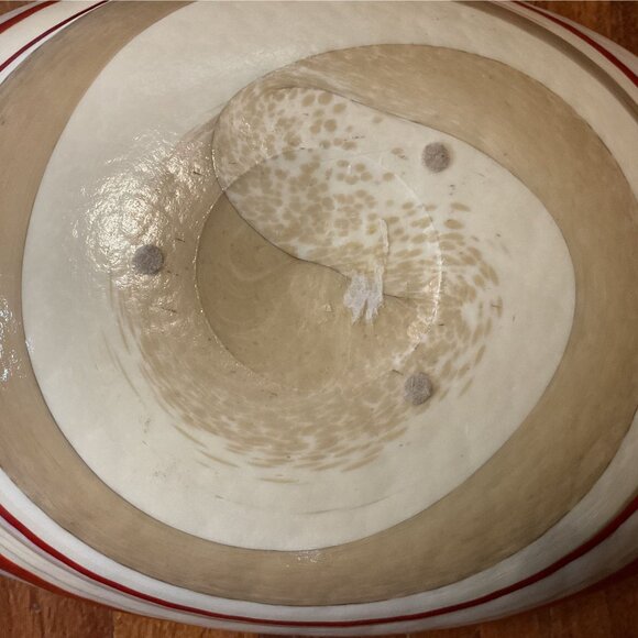 Murano Yalos Art Glass Centerpiece Bowl Rouge Ivory And Red 20" X 11.5" X 7" Dec - Picture 10 of 10